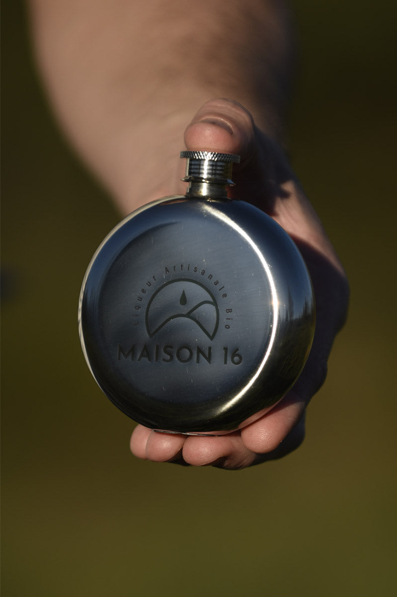 Flasque inox 15 cl personnalisé + entonnoir - Liqueur MAISON 16